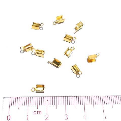 Metal Fold-Over Crimp/2mm/Gold-Plated/100pc