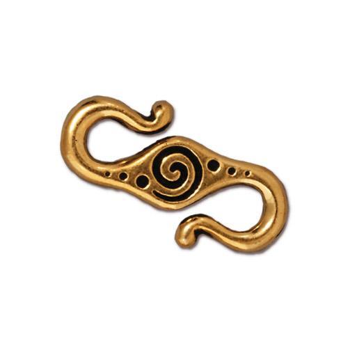 TierraCast® Pewter Spiral S-Hook+Ring/23x11mm/Antique Gold/1 Set